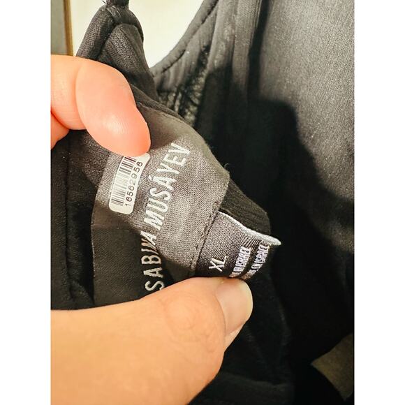 SABRINA MUSAYEV Black Red Floral Print Selina Front Twist Cut-Out Dress Size XL - Picture 15 of 15